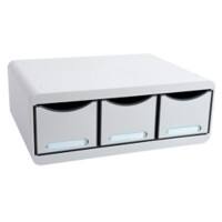 Exacompta Ladekastje met 3 lades Toolbox Maxi Kunststof Lichtgrijs 35.5 x 27 x 13.5 cm