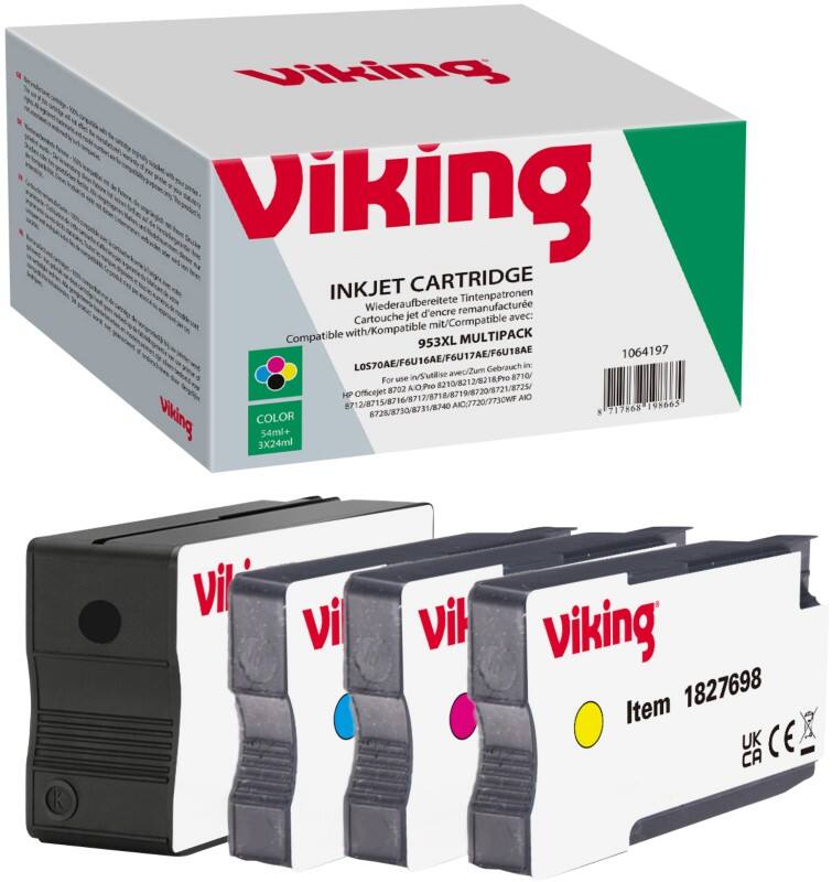 Viking 953XL compatibele HP inktcartridge 3HZ52AE zwart, cyaan, magenta, geel multipak 4 stuks