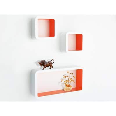 Étagère Casa Pura cube 3 pièces Oxford Blanc, Orange