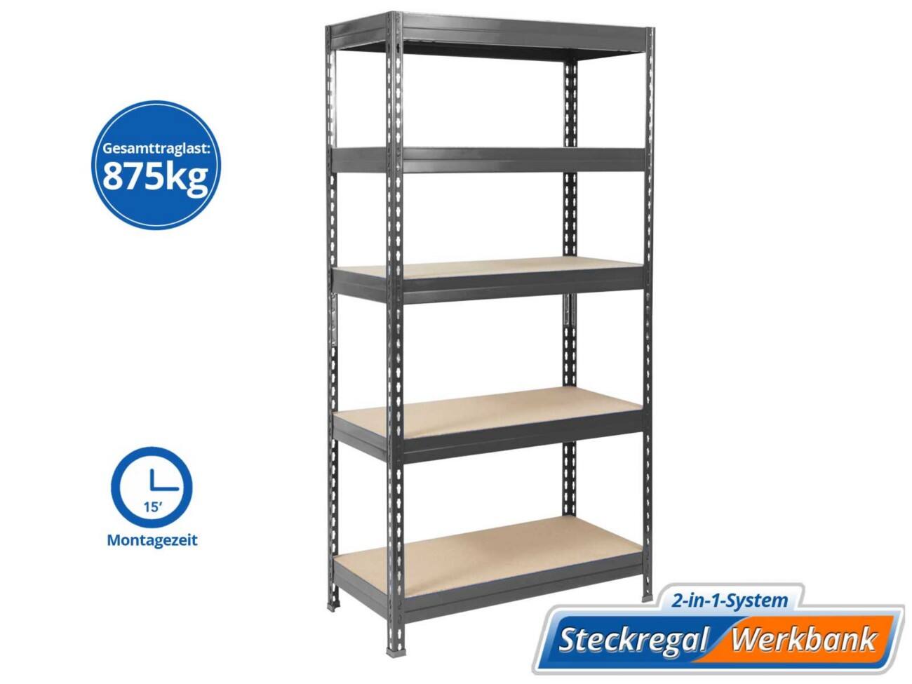 Étagère MAMMUT Grizzli 5 étagères Acier 1200 x 600 x 1800 mm Anthracite