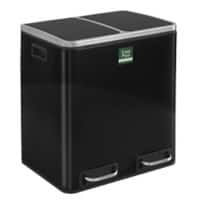 Poubelle Casa Pura 2 x 15 litres Acier inoxydable, PP Noir 470 x 410 x 360 mm