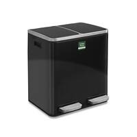 Poubelle à pédale Casa Pura Felix 60 L Noir Acier inoxydable, PP (Polypropylène) 2 x 30 Liter