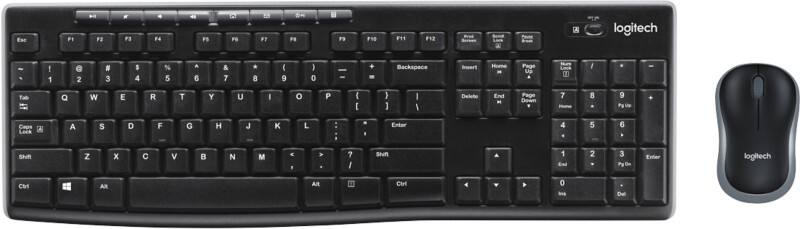 Logitech Toetsenbord en muis Draadloos QWERTY (US) International Zwart MK270