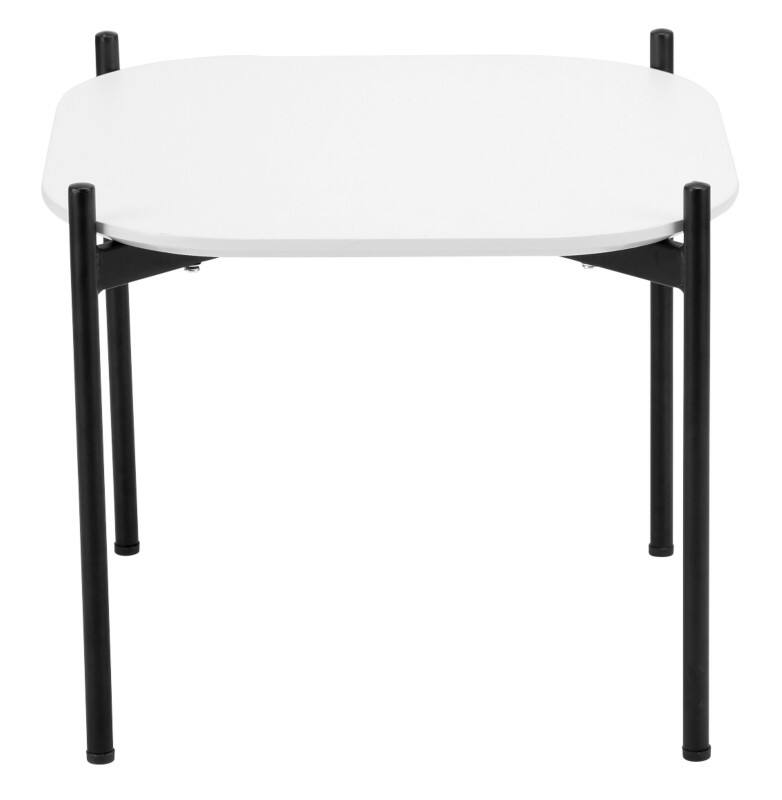 meet powered by PAPERFLOW Vierkante bijzettafel Meet Wit blad Zwart frame 4 poten 500 x 500 x 400 mm