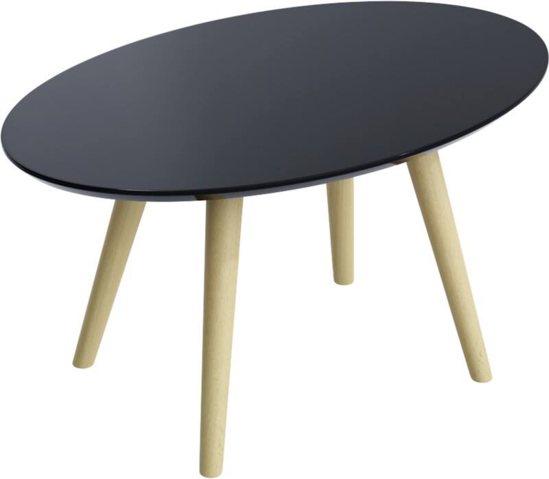 meet powered by PAPERFLOW Ovale bijzettafel Scandi Zwart blad Beuken frame 4 poten 650 x 400 x 350 mm