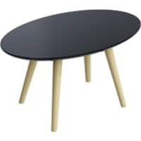 Table d’appoint ovale Paperflow Scandi Plateau noir, Cadre en hêtre, 4 pieds 650 x 400 x 350 mm