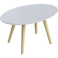 Table d’appoint ovale Paperflow Scandi Plateau blanc, Cadre en hêtre, 4 pieds 650 x 400 x 350 mm