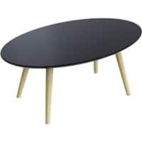 Table d’appoint ovale Paperflow Scandi Plateau noir, Cadre en hêtre, 4 pieds 850 x 350 x 500 mm