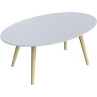 Table d’appoint ovale Paperflow Scandi Plateau blanc, Cadre en hêtre, 4 pieds 850 x 350 x 500 mm