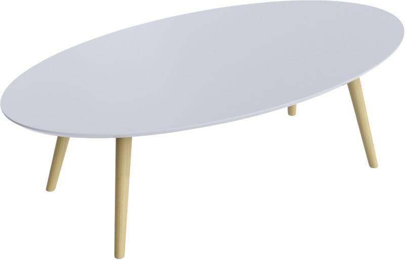 meet powered by PAPERFLOW Ovale bijzettafel Scandi Wit blad Beuken frame 4 poten 1150 x 600 x 350 mm