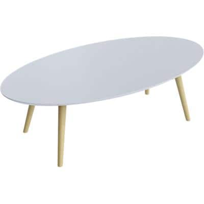 Table d’appoint ovale Paperflow Scandi Plateau blanc, Cadre en hêtre, 4 pieds 1150 x 600 x 350 mm