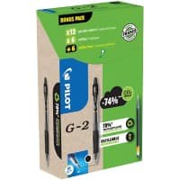 Stylo roller Pilot G2 Noir Lot de 12 stylos et 12 recharges