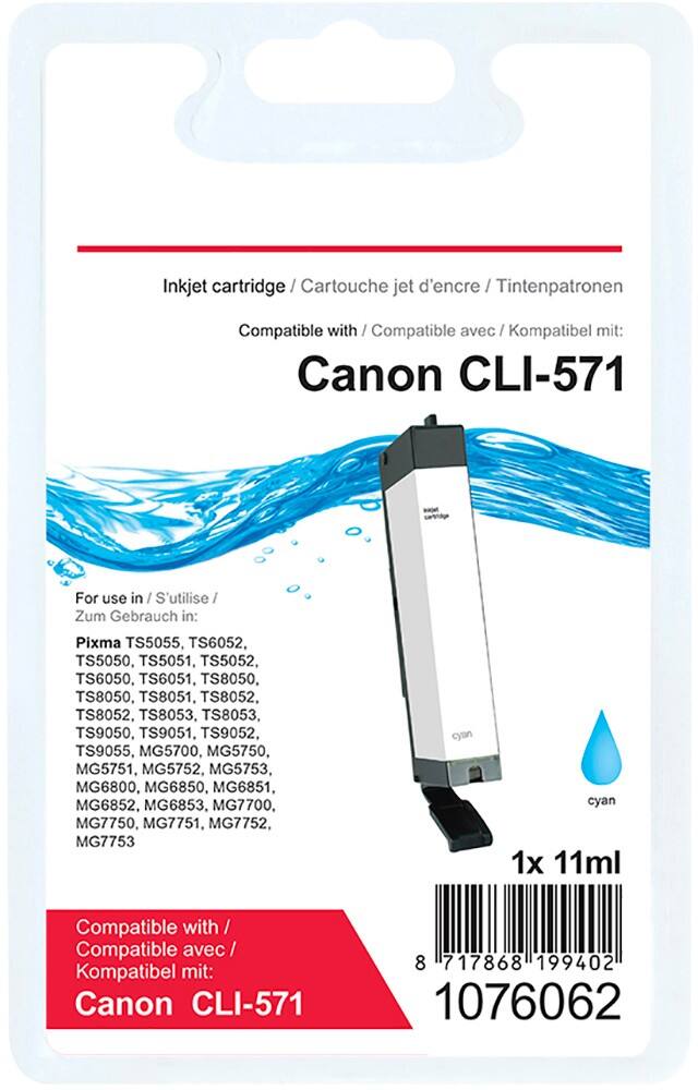 Cartouche jet d'encre Office Depot compatible Canon CLI-571C Cyan