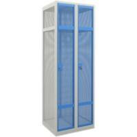 Casier Ceha Acier 1 Porte 2 colonnes Serrure à cylindre 600 x 500 x 1800 mm Blanc, bleu