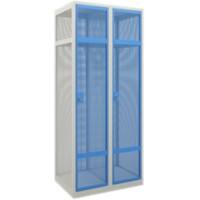 Casier Ceha Acier 1 Porte 2 colonnes Serrure à cylindre 800 x 500 x 1800 mm Blanc, bleu