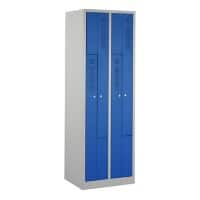 Casier Ceha Acier 2 Portes 2 colonnes Serrure à cylindre 590 x 500 x 1800 mm Blanc, bleu