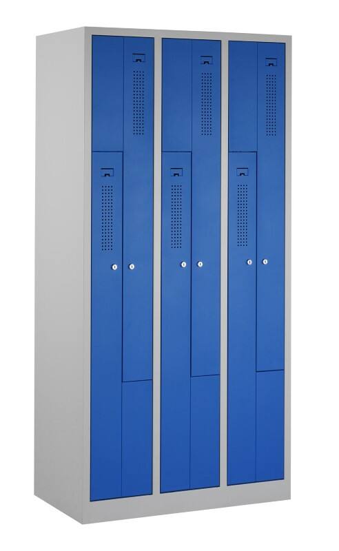 Casier Ceha Acier 2 Portes 3 colonnes Serrure à cylindre 870 x 500 x 1800 mm Blanc, bleu