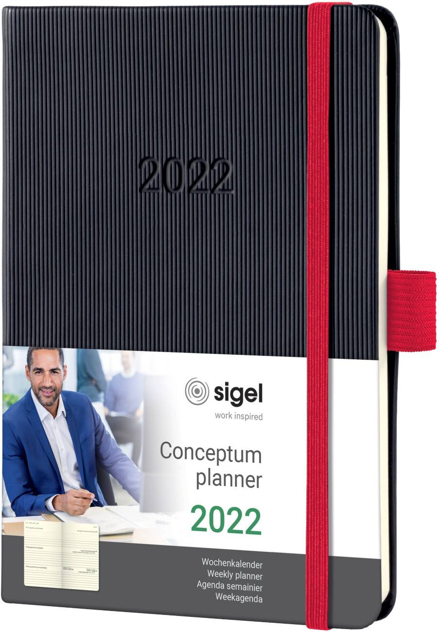 Sigel Agenda C2108 2022 A5 1 Week per 2 pagina's Papier Rood, zwart