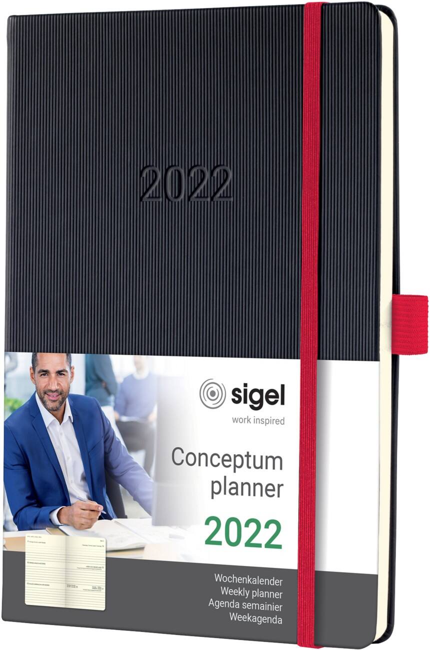 Sigel Zakagenda C2109 2022 A6 1 Week per 2 pagina's Papier Rood, zwart