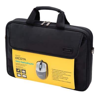 DICOTA Laptoptas + Optische muis Value Toploading Kit 15,6 inch Polyester Zwart 41 x 7 x 29,5 cm
