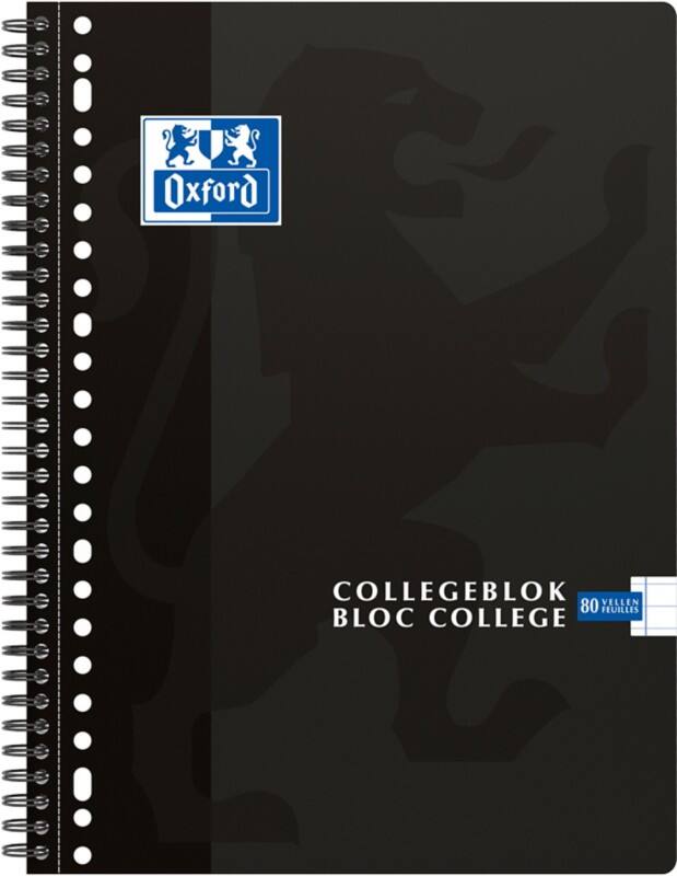 OXFORD School A4+ Collegeblok Zwart Kartonnen kaft Gelinieerd 80 Vellen
