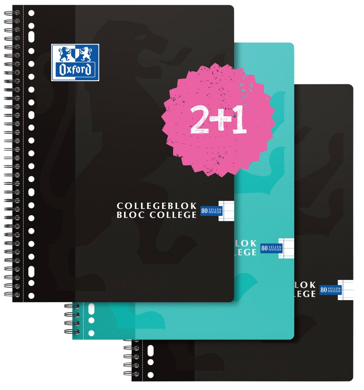 OXFORD School A4+ Collegeblok Kleurenassortiment Kartonnen kaft Gelinieerd 80 Vellen
