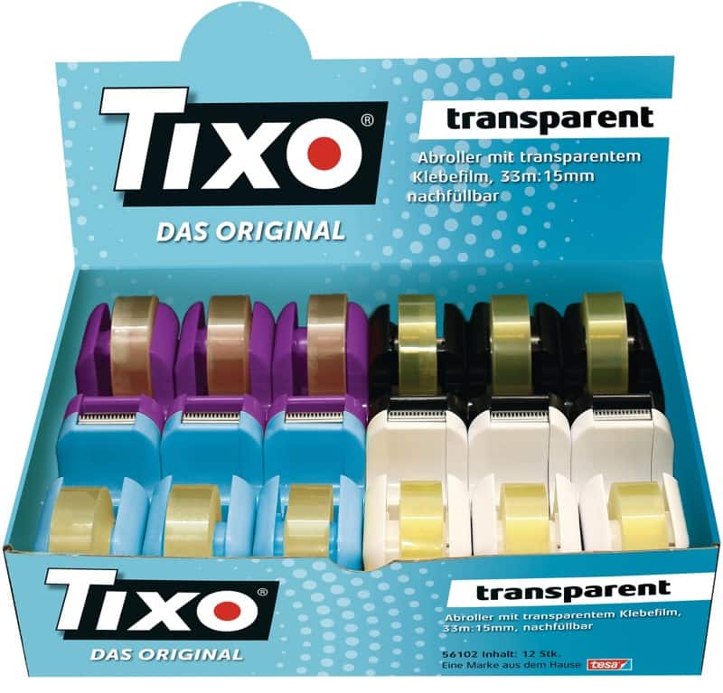 Ruban adhésif et distributeur TIXO Assortiment 15 mm (L) x 33 m (L) 12 Unités