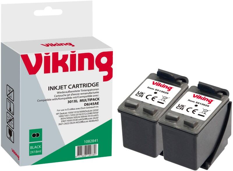 Viking 301XL Compatibel HP Inktcartridge CH563EEv1 Zwart Duopak 2 Stuks