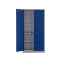 Armoire à portes battantes Ceha Métal 2 étagères Verrouillable 1000 x 450 x 1950 mm Blanc, bleu