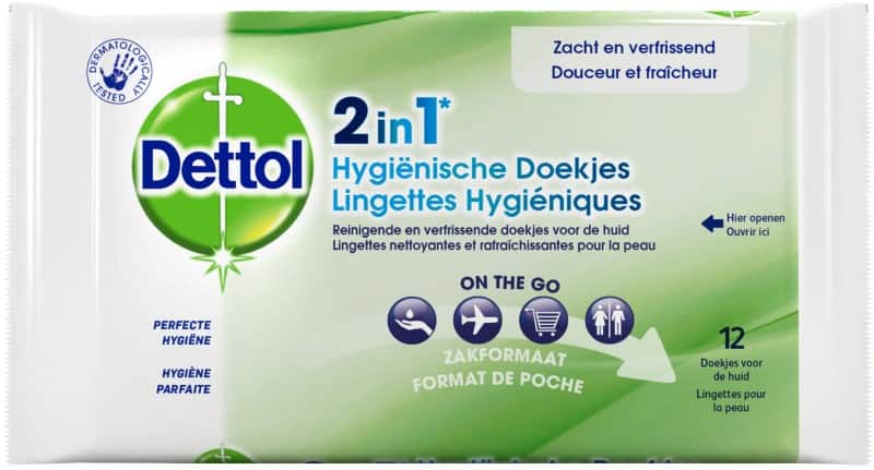 Dettol reinigingsdoekjes 2in1 12 stuks