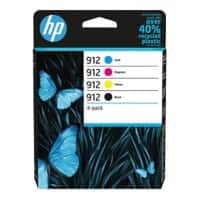 Cartouche jet d’encre HP 912 D'origine 6ZC74AE Noir, cyan, magenta, jaune Multipack 4 Unités