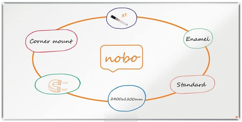 Nobo Premium Plus whiteboard 1915151 wandmontage magnetisch email 240 x 120 cm