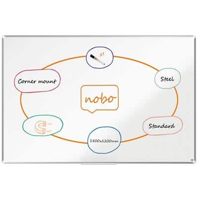 Nobo Premium Plus whiteboard 1915161 wandmontage magnetisch gelakt staal 180 x 120 cm