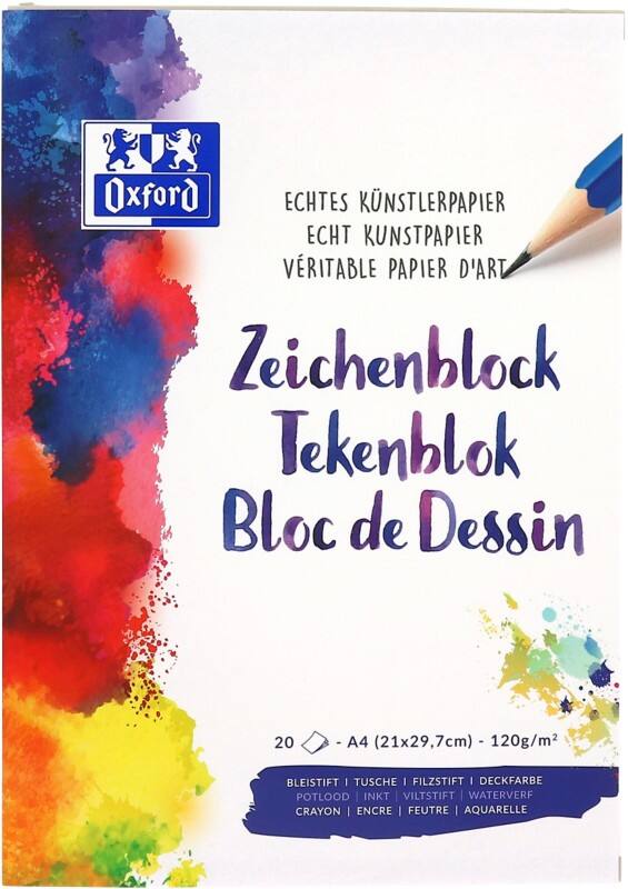 Bloc de dessin Oxford A4 Uni Perforé 21 x 29,7 cm 40 feuilles Blanc