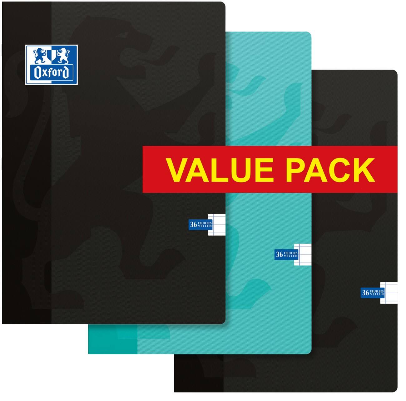 Cahier Oxford Ligné A4 21x29,7 cm 36 feuilles Turquoise Noir