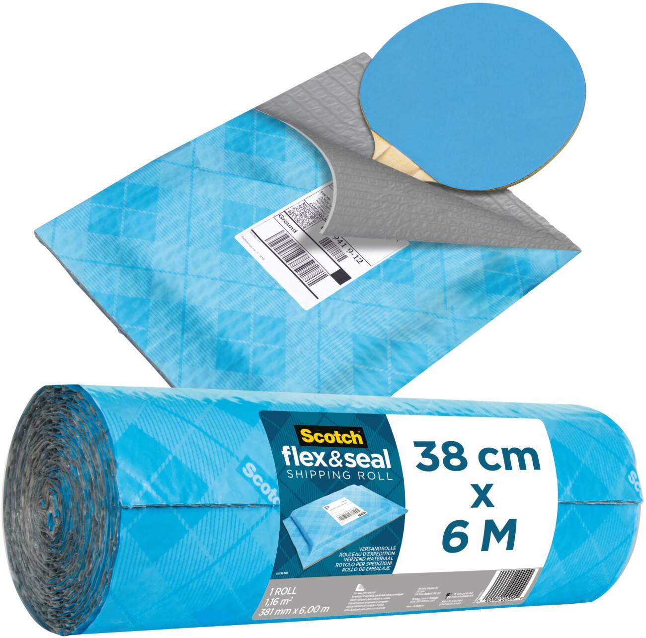 Scotch Flex & Seal alles-in-1 zelfklevende luchtkussenfolie verpakkingsrol 38 cm x 6 m