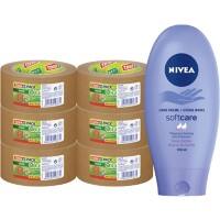 Ruban d'emballage tesa tesapack Brun Eco et crème pour les mains Nivea 50 mm x 50 m 6 rouleaux