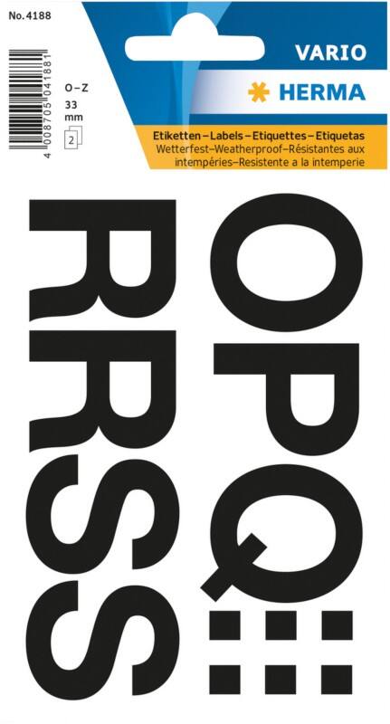 Lettres autocollantes HERMA 4188 O-Z 33 mm Noir 10 paquets de 260 étiquettes