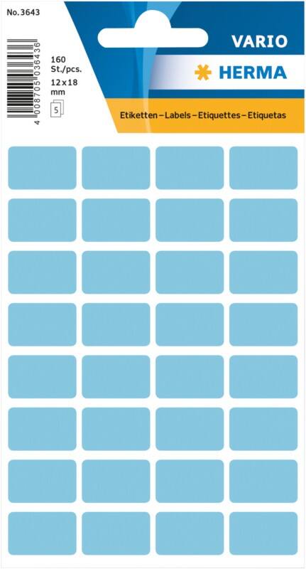 Étiquettes universelles HERMA 3643 Adhésif Bleu 1,2 x 1,8 cm 5 Feuilles de 32 Étiquettes