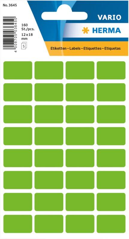 HERMA Etiketten 3645 Klevend Groen 1,2 x 1,8 cm  5 Vellen à 32 Etiketten