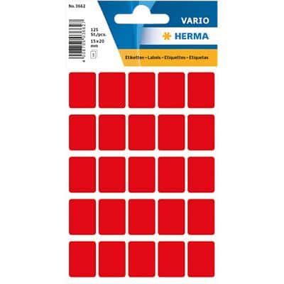 Étiquettes universelles HERMA 3662 Rouge 15 x 20 mm 10 Paquets de 1250 Étiquettes 3662-10