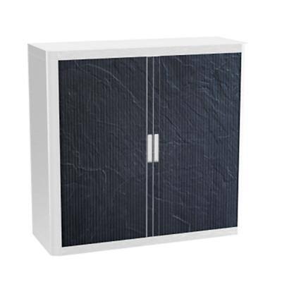 Armoire basse à rideaux Paperflow Revêtu Noir, blanc 1100 x 415 x 1040 mm