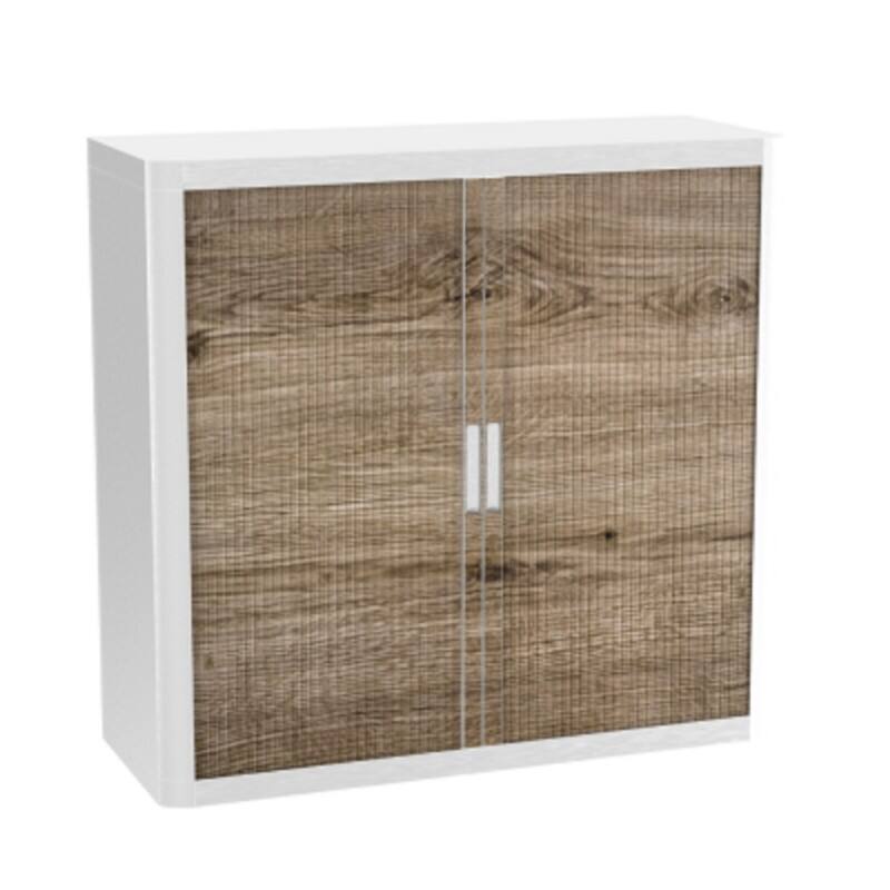 Armoire à rideau Paperflow PP (Polypropylène) 2 Étagères Verrouillable 1100 x 415 x 1040 mm Blanc, brun