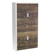 Armoire basse à rideaux Paperflow Imitation bois Brun, blanc 1100 x 415 x 2040 mm