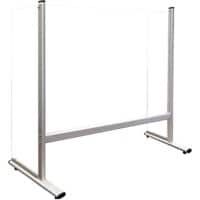 Écran de protection Franken pour bureau et comptoir Sur pied Colonne en aluminium Panneaux latéraux Verre trempé Argenté 1000 x 650 mm