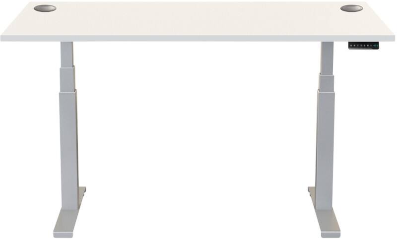 Bureau assis-debout Fellowes Cambio Hauteur Ajustable électriquement Rectangulaire Blanc T-Pied 1699 (L) x 649 (P) x 1305 (H) mm Acier, MDF (Fibres de moyenne densité), PVC (Polychlorure de vinyle)