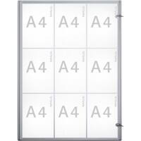 Vitrine d'affichage verrouillable Maul MAULextraslim Magnétique 9 x A4 Montage mural Verrouillable Intérieur 71 (L) x 95,1 (H) cm Argenté