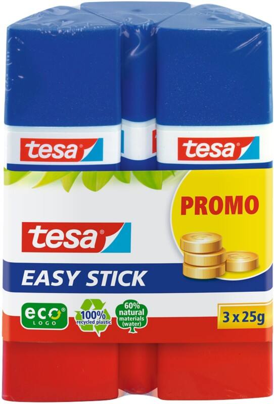 tesa Lijmstift Easy Stick 25 g Transparant 57047-00000-00 3 Stuks à 25 g