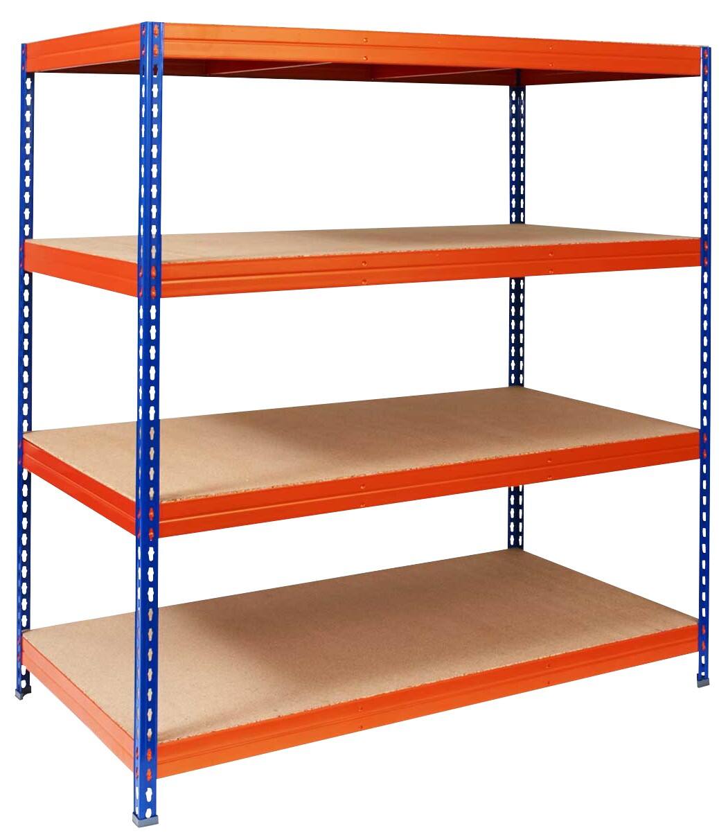 Étagère MAMMUT 4 étagères Acier, Bois 1500 x 600 x 2000 mm Bleu, orange