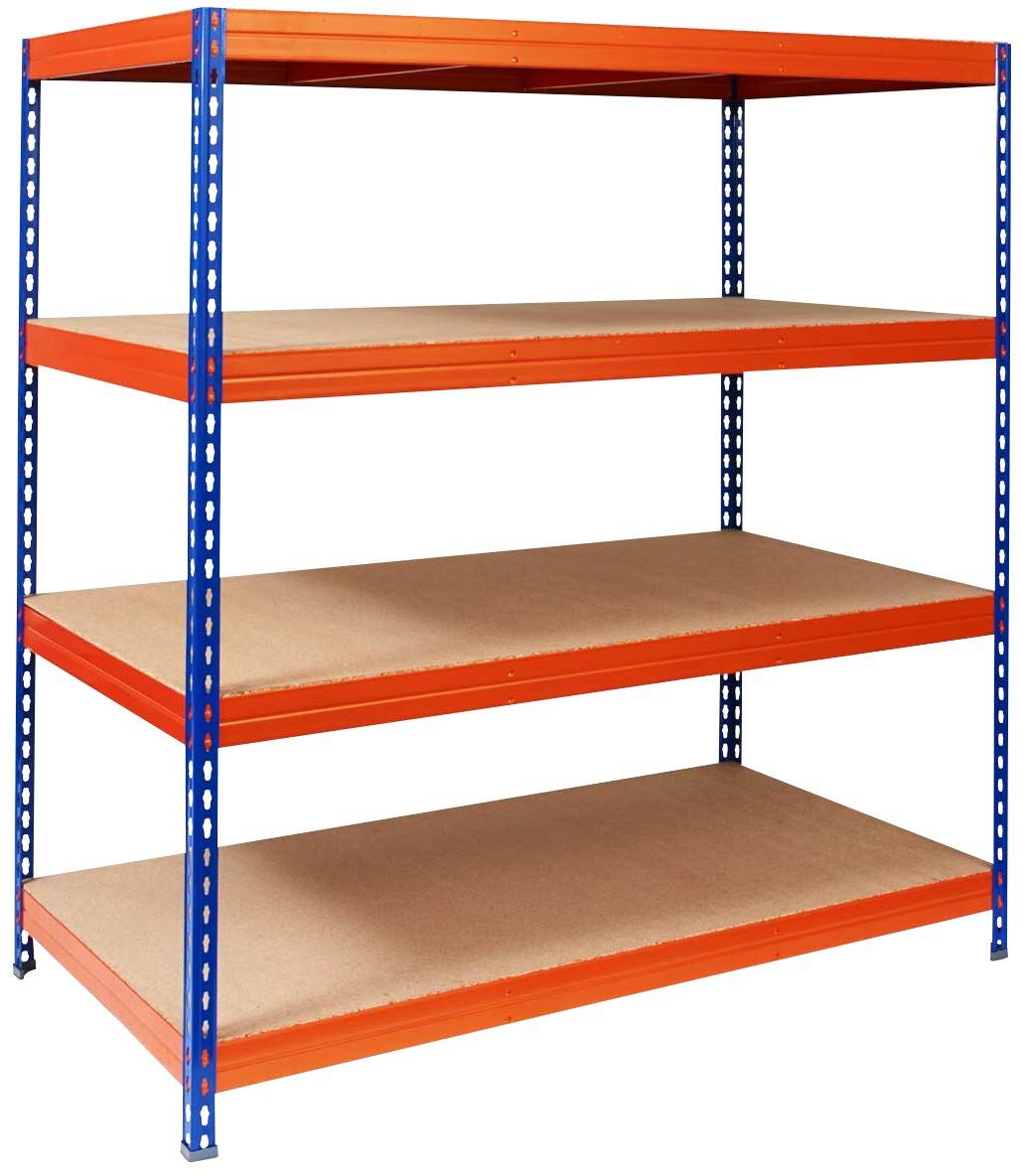 MAMMUT Stellingkast 4 legborden Blauw, oranje 1.500 x 800 x 2.000 mm